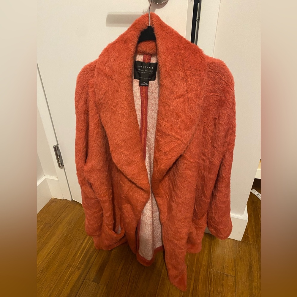 Fluffy pink Anthropologie jacket, in great condition